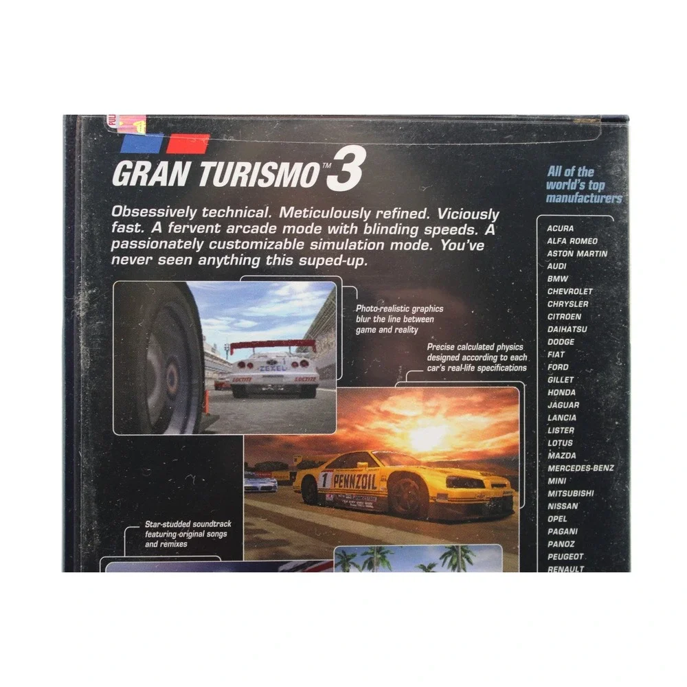 PS2 Gran Turismo 3 A-spec (Sony PlayStation 2, 2001) CIB w/ Manual‎ Greatest Hit